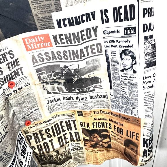 RARE NWT Western Evil Kennedy Newspaper Button Up Shirt Size Medium - Picture 6 of 8